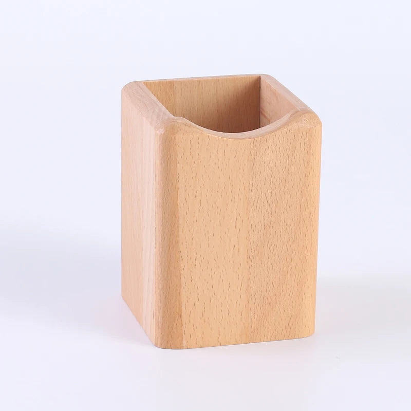 Massiver Holz Stifthalter quadratisch Retro Schreibtisch Organizer Box