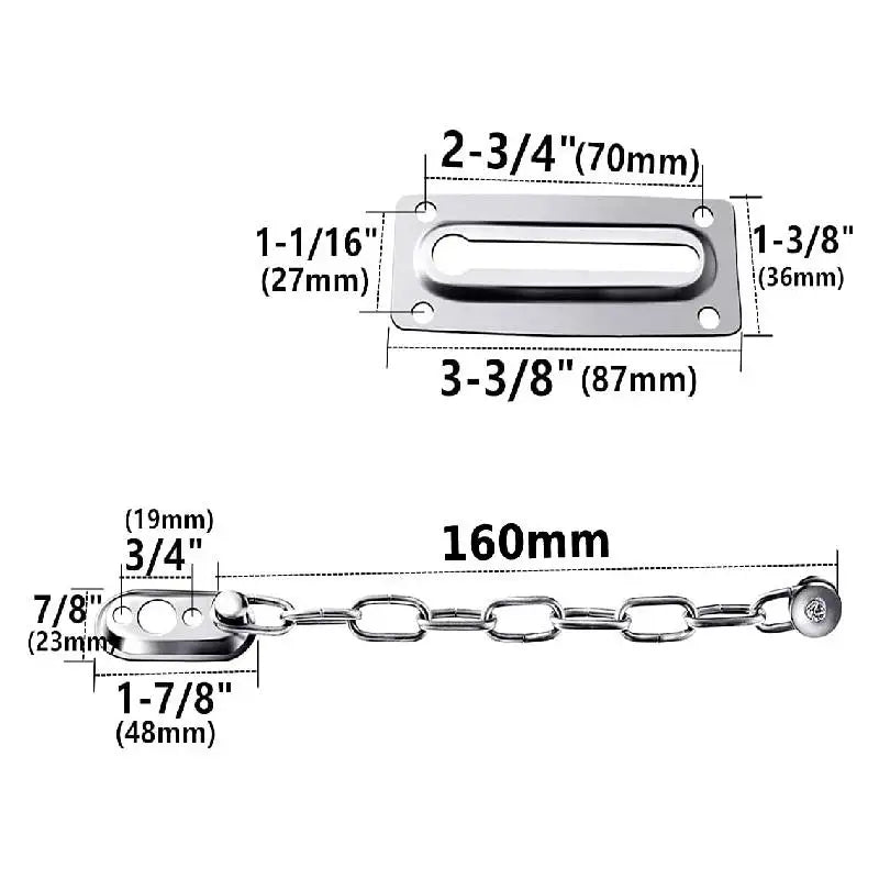 Sicherheitskettenschloss aus Edelstahl mit Diebstahlsicherung für Türen