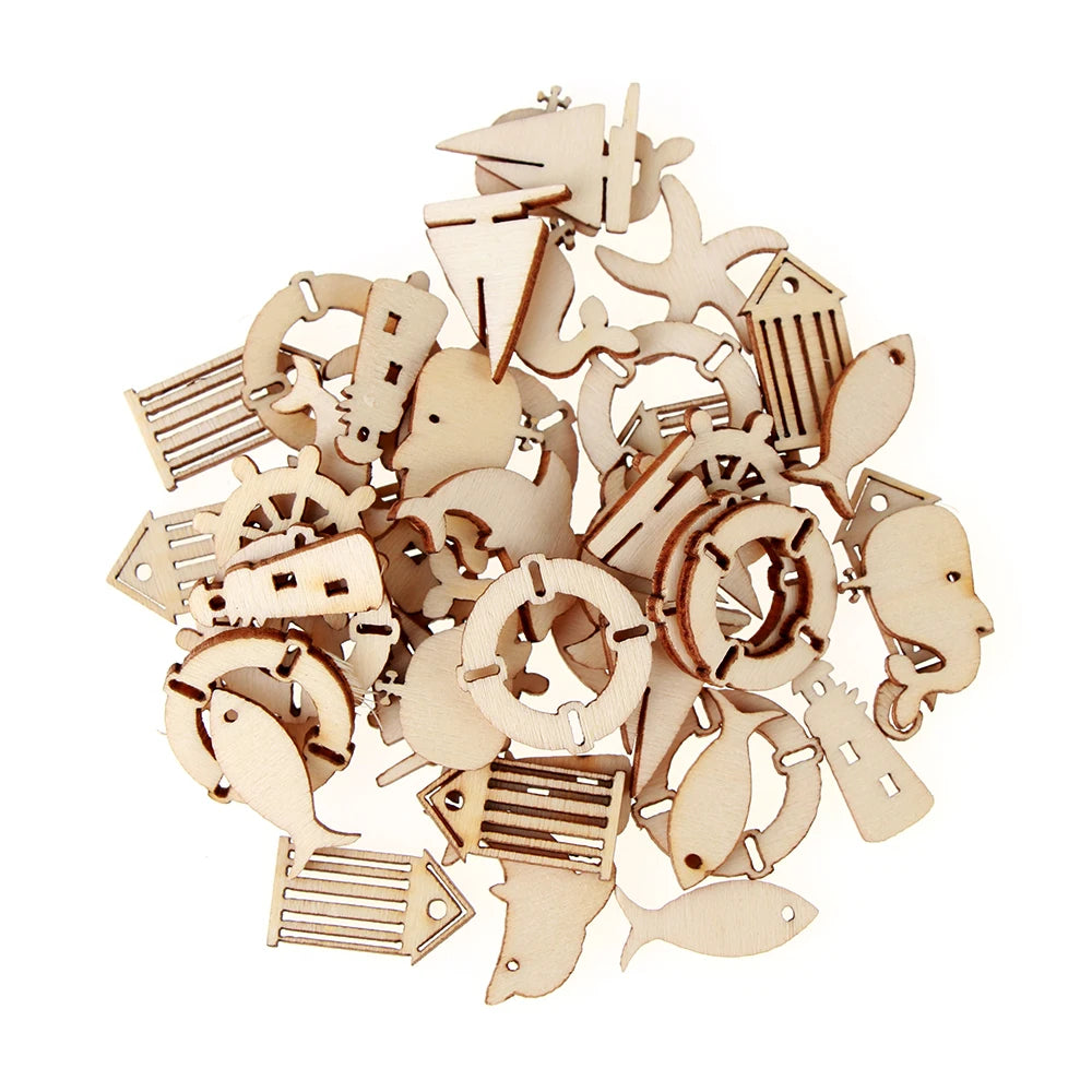 50 Holz Ornamente Tiere lasergeschnitten zum Basteln und Dekorieren