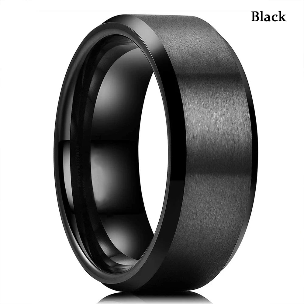 Fashio Männer Ringe Schwarz Titan Edelstahl Ringe Für Männer Frauen Ziegel Muster Finish Abgeschrägte Kante Hochzeit Ring Partei Schmuck