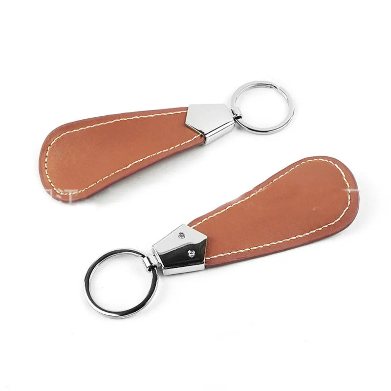 10cm Mini Schuhlöffel aus Edelstahl mit Faux Leder Schlüsselanhänger