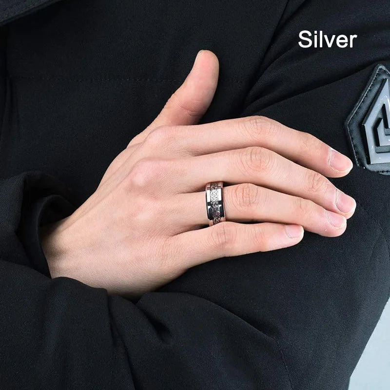Herren Edelstahlring 8 mm mit keltischem Drachen Inlay 21 Farben Größe 6 bis 13-Yabubest - Home & More