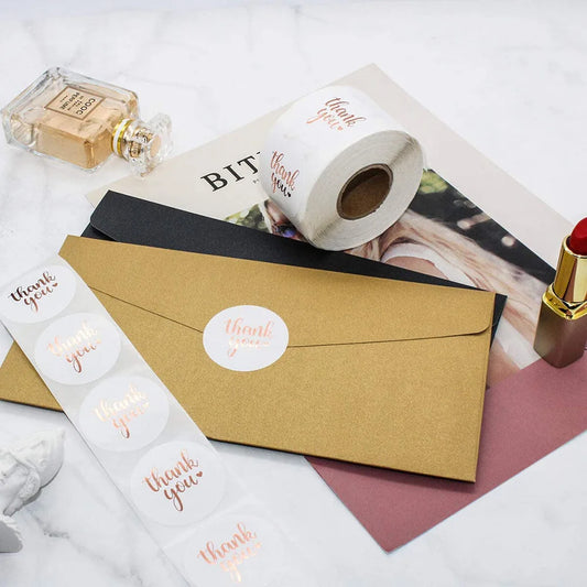 Roségold-Folie Dankes-Aufkleber 1inch Rund für Geschenk - Verpackung