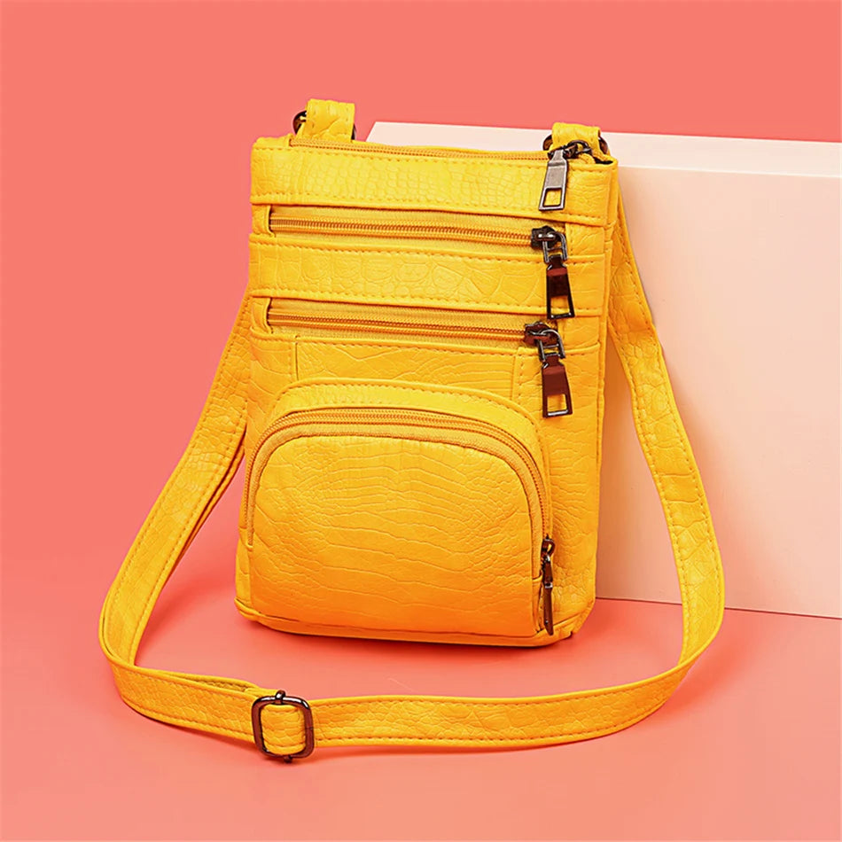 Multi Taschen Casual Schultertaschen Frauen Retro Flap Handtasche