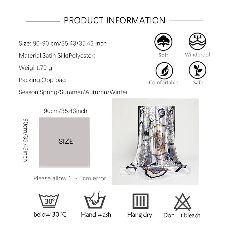 2024 seide Schal Quadrat Schal Für Frauen Drucken Stirnband Foulard Satin Hijab Haar Bands Halstuch Weibliche Kopf Wraps Bandana