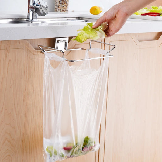 Platzsparender Edelstahl Müllhalter für Küchenschrank – robust - kratzfest, 18,7x13,9cm