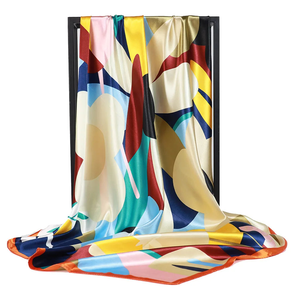 2024 seide Schal Quadrat Schal Für Frauen Drucken Stirnband Foulard Satin Hijab Haar Bands Halstuch Weibliche Kopf Wraps Bandana