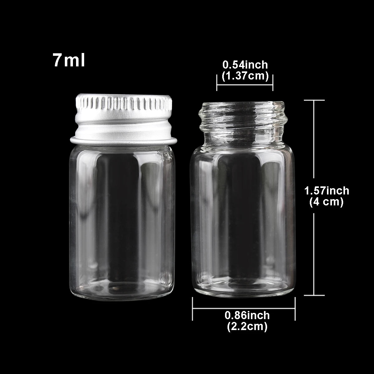 10 Stück Mini Glasflaschen mit Aluminiumdeckel 5 bis 30 ml in 9 Größen