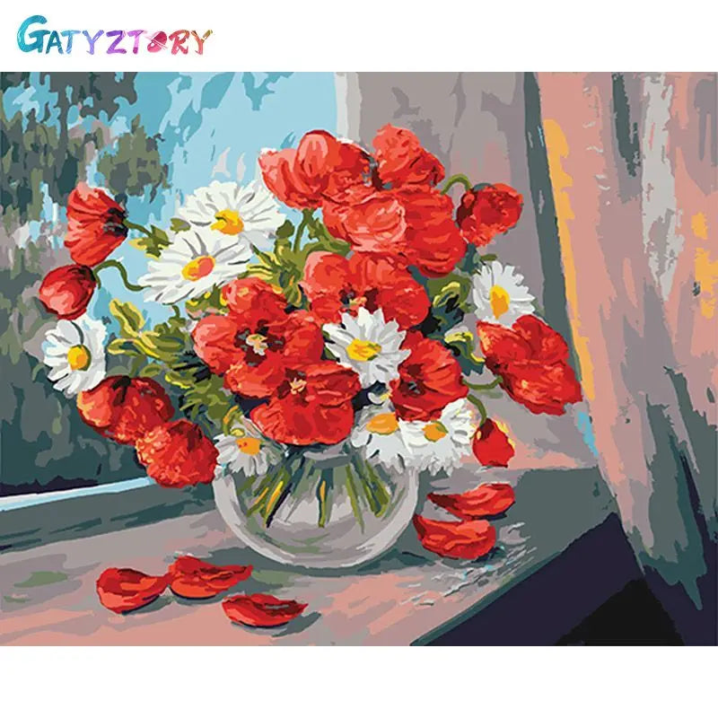 Gatyztory 40x50cm Ölgemälde durch Zahlen Blumen Leinwand