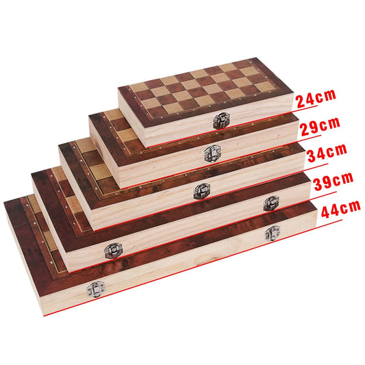 3-in-1 Holz Schach Set mit Backgammon - Dame – Reise - Freizeit