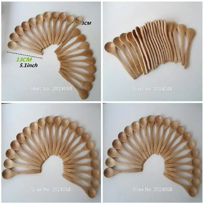 10-teiliges Holzlöffel Set 5,1 Zoll Bambus Löffel Kaffee Honig Tee Dessert