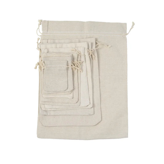 10-teiliges Set Baumwoll-Geschenktaschen mit Kordelzug für Schmuck und Kosmetik