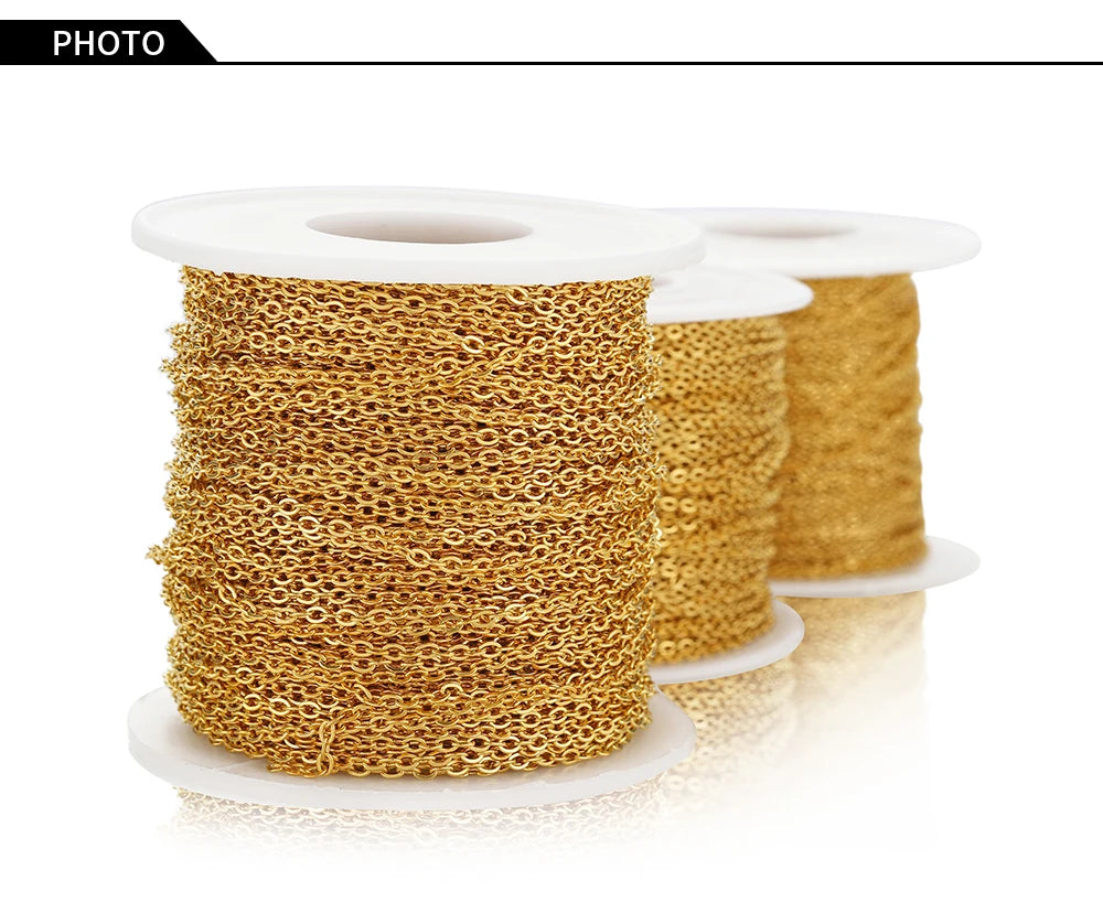 Edelstahlkette 10 Meter für DIY Schmuck 1mm 1.5mm 2mm Gold Silber