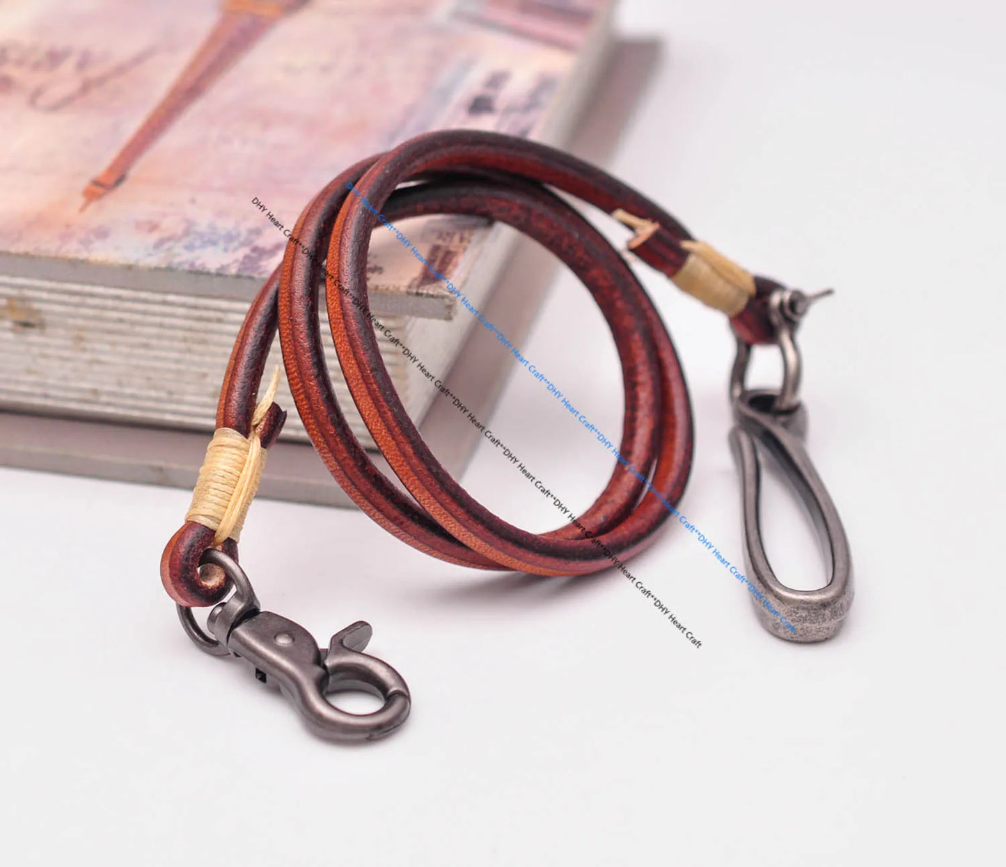 Handgemachter brauner Leder Schlüsselanhänger lange Brieftaschenkette-Yabubest - Home & More