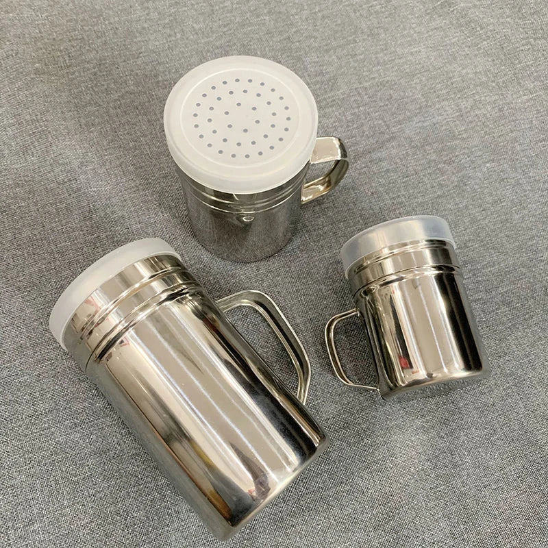 Edelstahl Gewürzstreuer mit Griff für Pfeffer Salz Zucker Küche