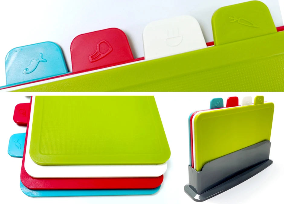 Anti Bakterielle Kunststoff Schneidebretter mit Halter Set spülmaschinenfest