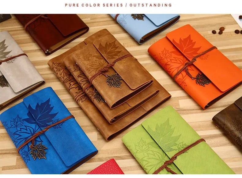 Vintage Notizbuch A5 A6 A7 aus Kunstleder mit blanko Seiten-Yabubest - Home & More