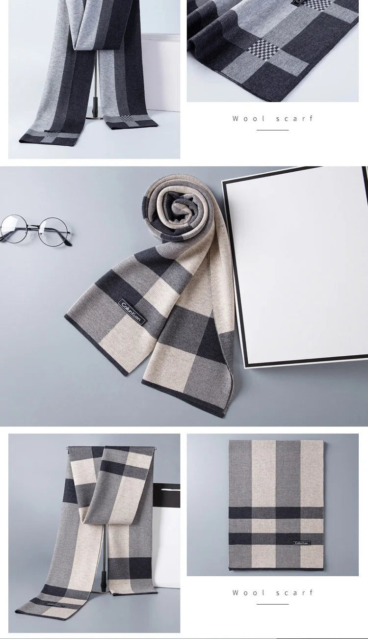 Weicher Kaschmirschal für Herren mit Karomuster und Fransen