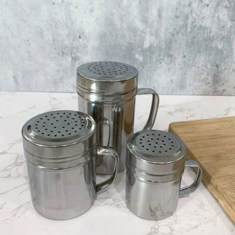 Edelstahl Gewürzstreuer mit Griff für Pfeffer Salz Zucker Küche