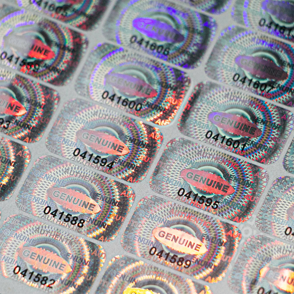 Holographische Sicherheitsetiketten mit Seriennummer 2,5x1,5 cm 300/600 Stück