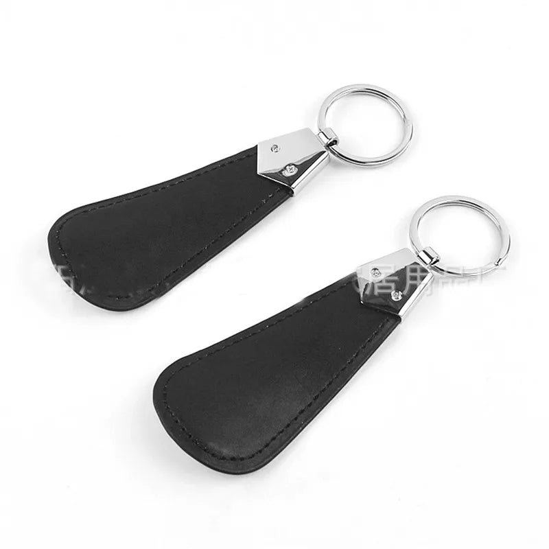 10cm Mini Schuhlöffel aus Edelstahl mit Faux Leder Schlüsselanhänger