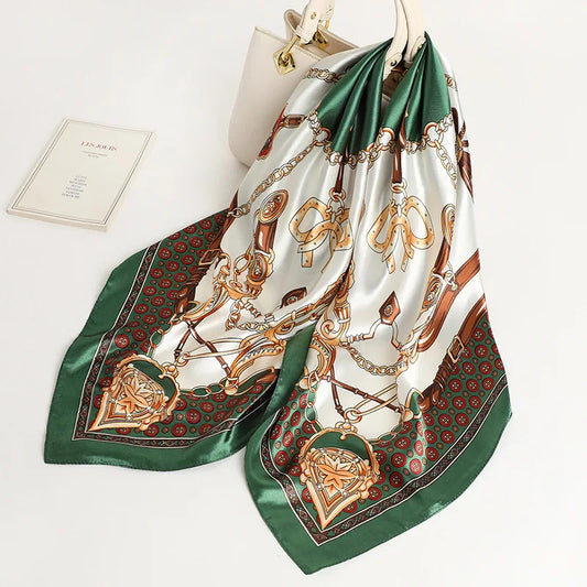 2024 seide Schal Quadrat Schal Für Frauen Drucken Stirnband Foulard Satin Hijab Haar Bands Halstuch Weibliche Kopf Wraps Bandana