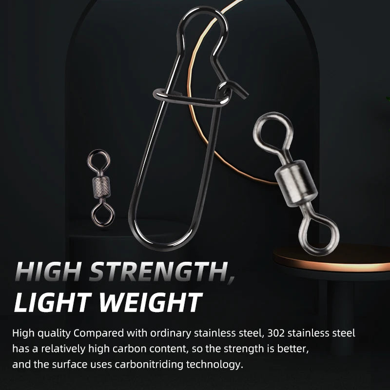 Edelstahl Angelwirbel mit Snap für sicheres Bootsangeln unterschiedliche Größen