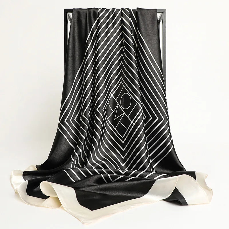2024 seide Schal Quadrat Schal Für Frauen Drucken Stirnband Foulard Satin Hijab Haar Bands Halstuch Weibliche Kopf Wraps Bandana