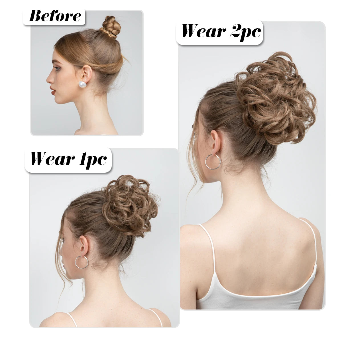 Lockiger Haarknoten Chignon Haargummi für Frauen – wählbar & stilvoll