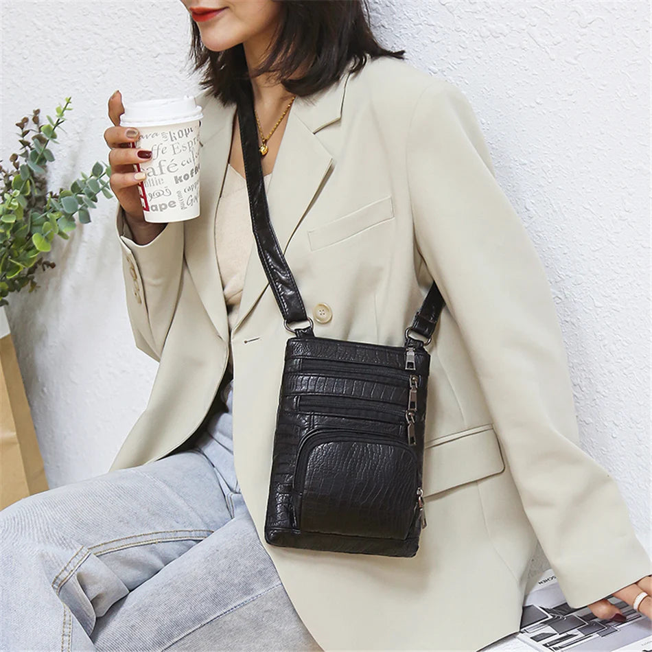 Multi Taschen Casual Schultertaschen Frauen Retro Flap Handtasche