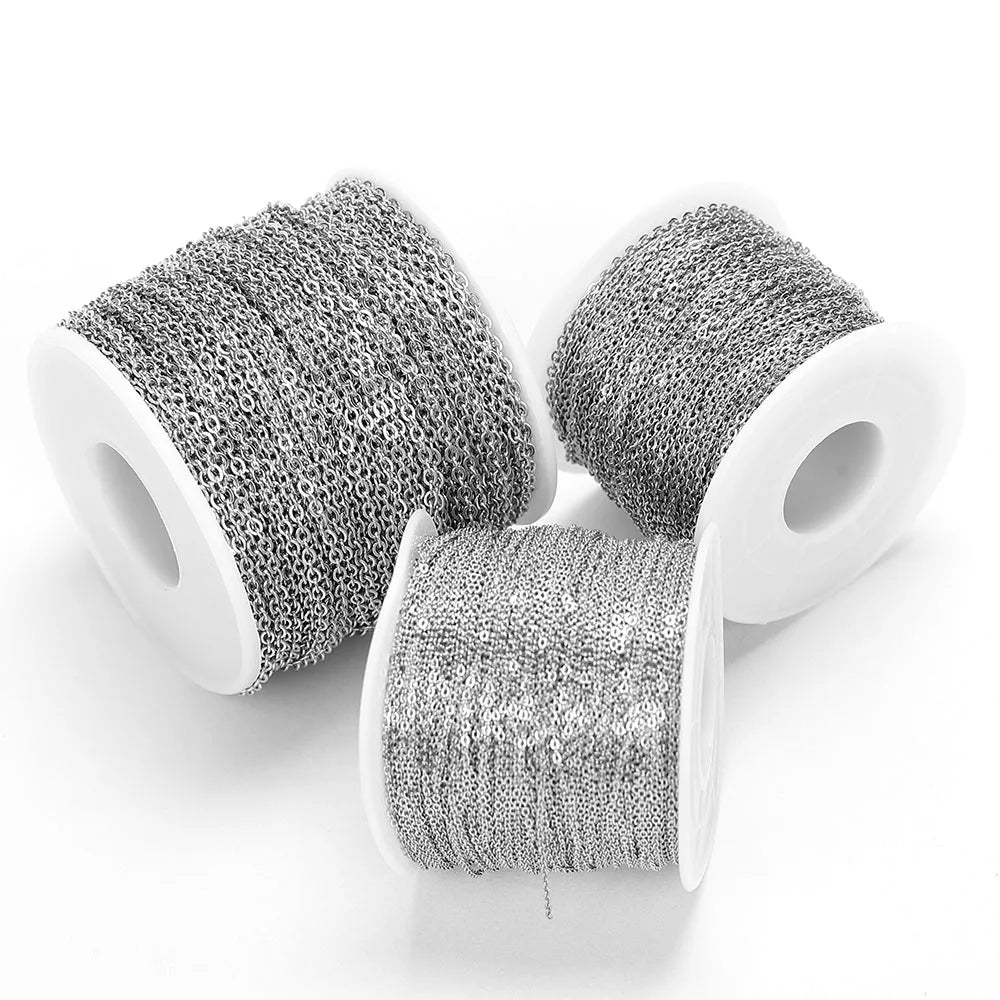 Edelstahlkette 10 Meter für DIY Schmuck 1mm 1.5mm 2mm Gold Silber