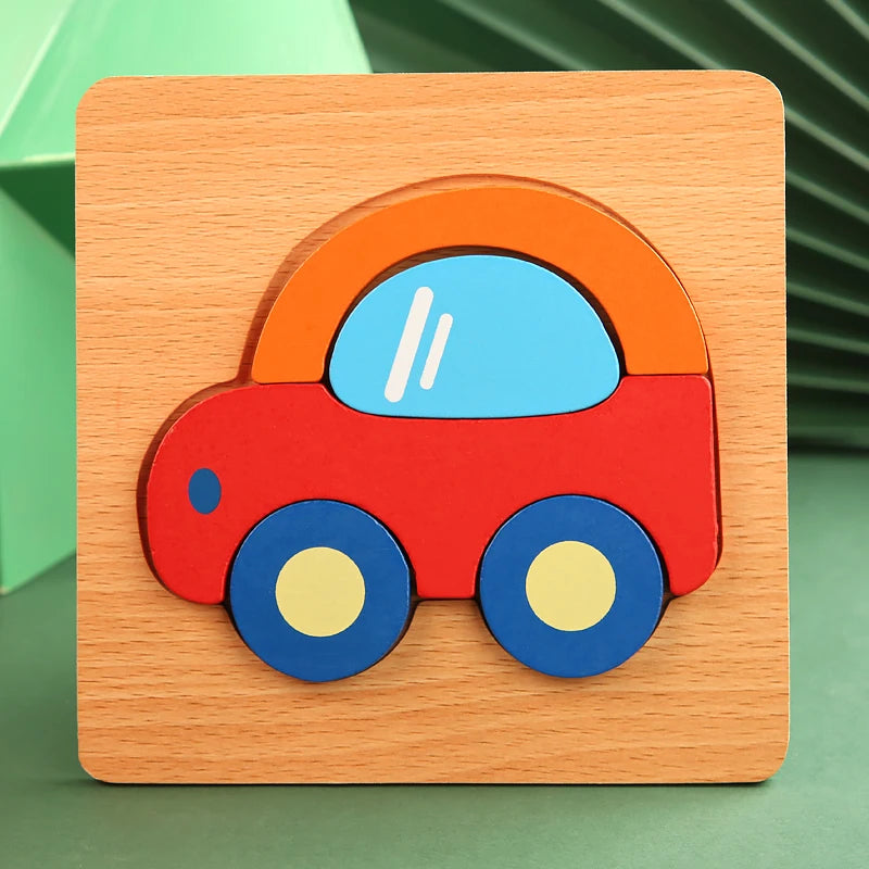 3D Holz Puzzle Baby Tierverkehr fördert frühes Lernen ab 3 Jahren