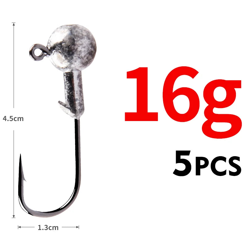 Jigkopf Angelhaken High Carbon Stahl 1g bis 22g für Hechtangeln