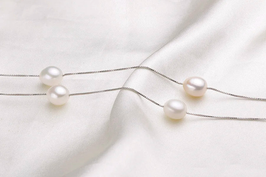 Schmuckset Halskette und Armband mit natürlichen Süßwasserperlen in Silber-Yabubest - Home & More