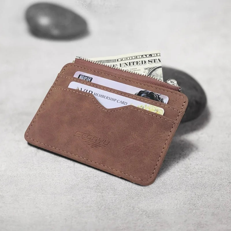 Herren Slim Karten Geldbörse - Matte PU Leder Retro Multi-Card Kartenhalter