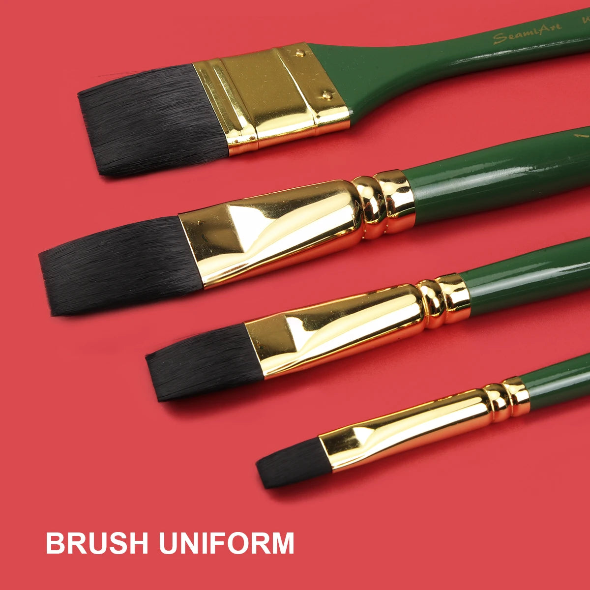 Flacher Künstlerpinsel aus Nylon mit kurzem Holzgriff für Aquarell Acryl