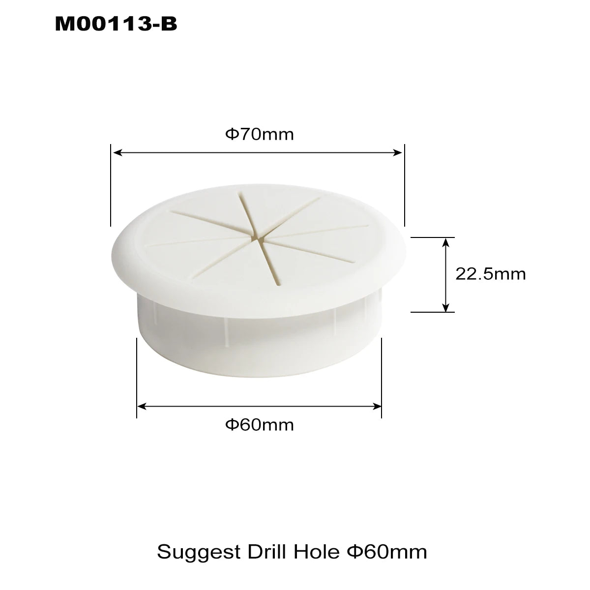 Flexible Kabeldurchführung 5,1 cm Lochabdeckung für Schreibtisch und Möbel