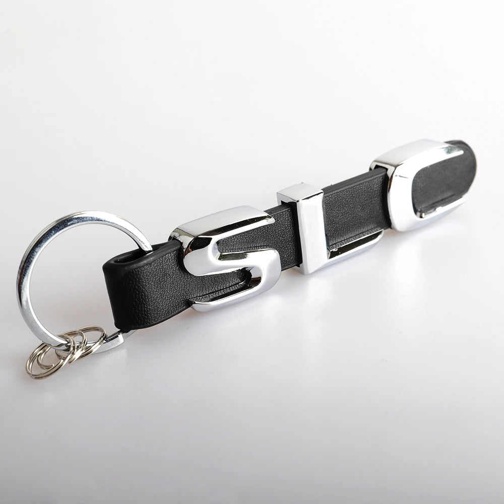 3D Buchstaben Schlüsselanhänger Metall mit Lederband für Autoschlüssel