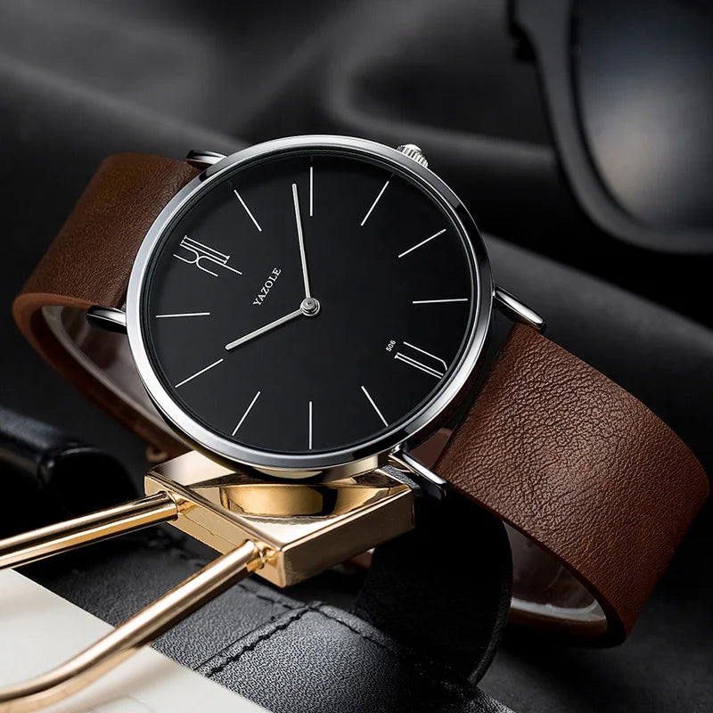 Elegante Herren Quarz Armbanduhr Lederarmband Business - Casual