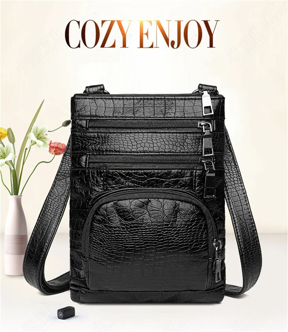 Multi Taschen Casual Schultertaschen Frauen Retro Flap Handtasche