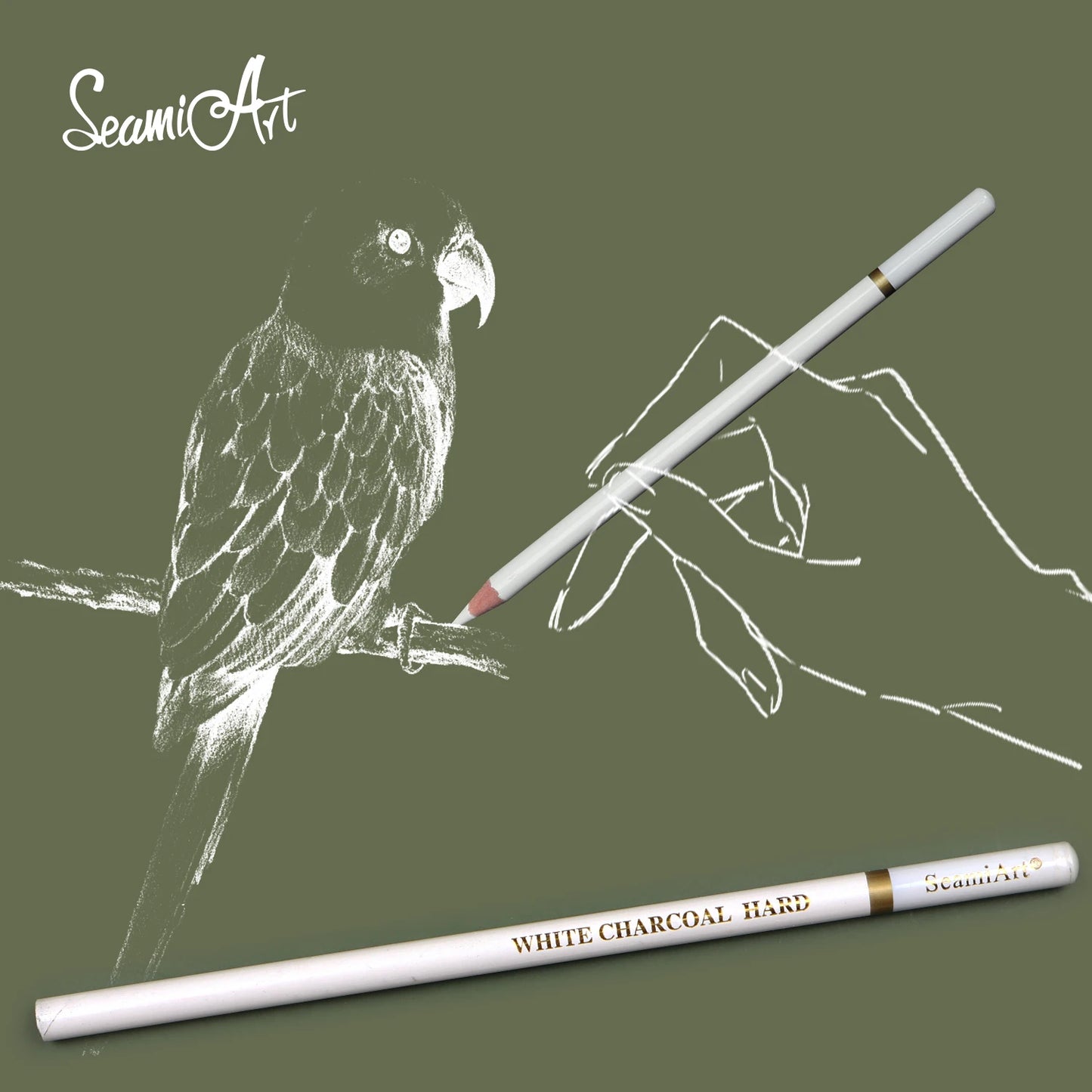 Set 3 Kohlestifte Weiß Weich Mittel Hart für Skizzen und Kunst-Yabubestshop