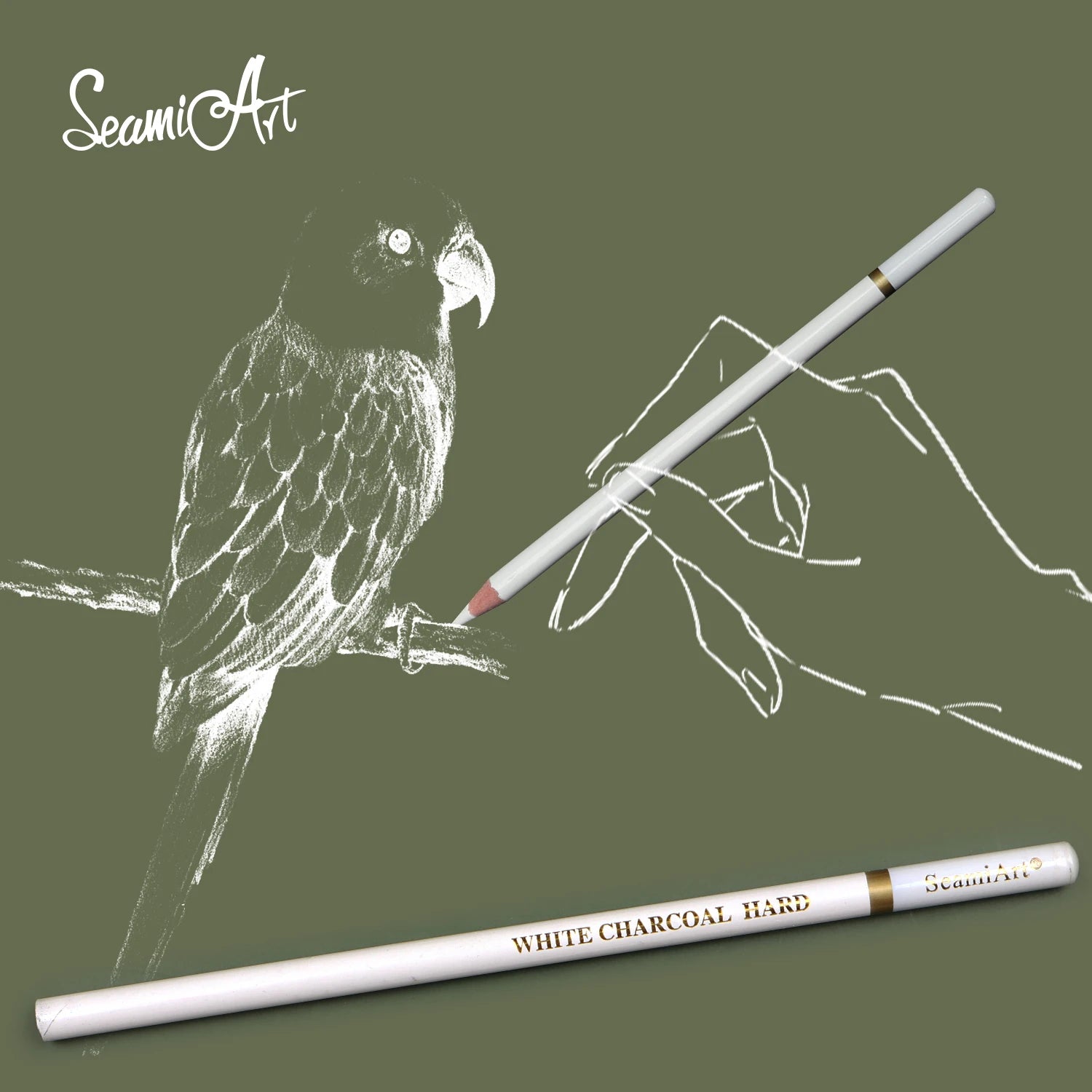 Set 3 Kohlestifte Weiß Weich Mittel Hart für Skizzen und Kunst-Yabubestshop