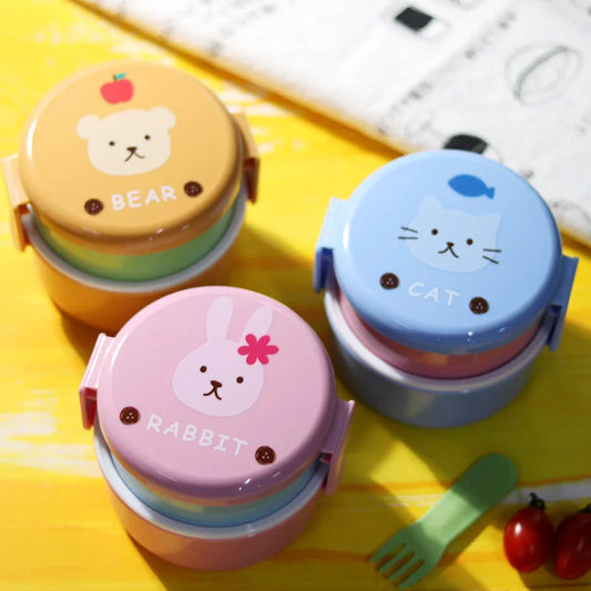 Niedliche tierische Lunchbox, japanische doppelschichtige Mini-Bento-Box