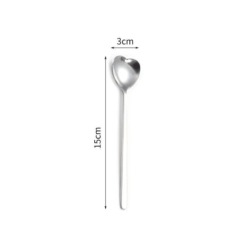 Herzförmiger Edelstahl-Löffel – stilvoll & langlebig, Silber/Gold, 13,5–17 cm
