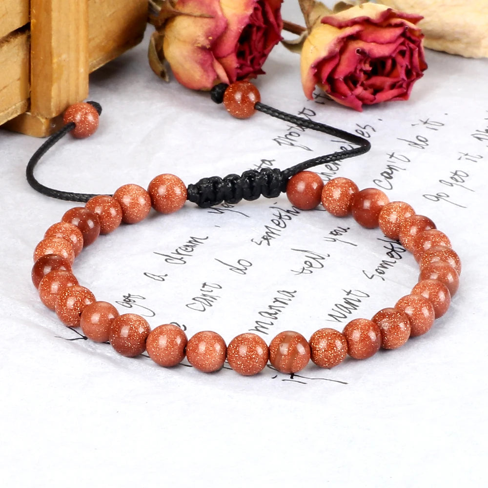 Natur Sandstein Armband mit Quarz Perlen Verstellbarer Handgelenkschmuck