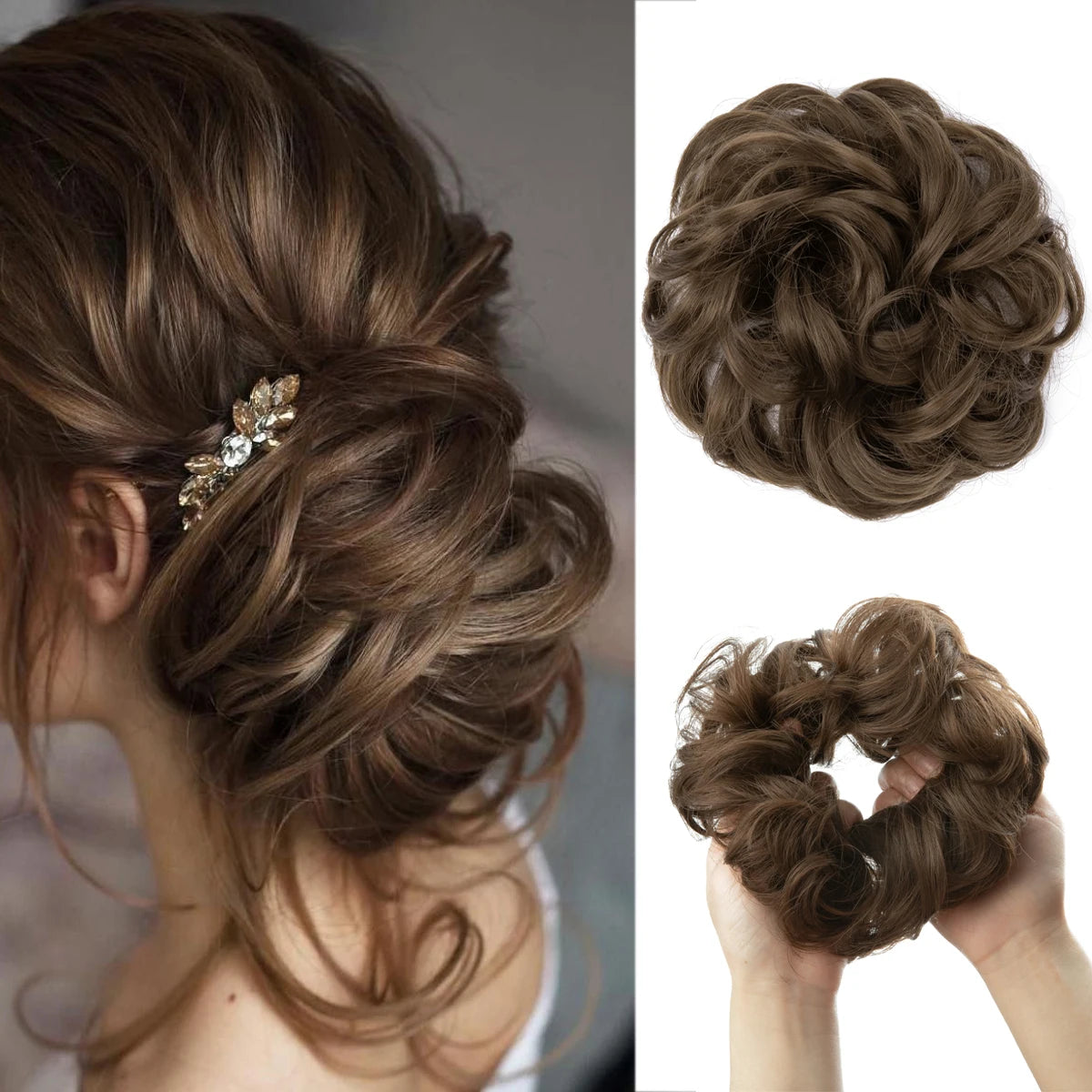 Lockiger Haarknoten Chignon Haargummi für Frauen – wählbar & stilvoll