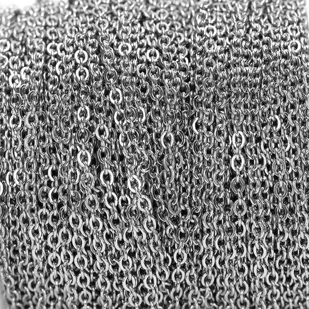 Edelstahlkette 10 Meter für DIY Schmuck 1mm 1.5mm 2mm Gold Silber