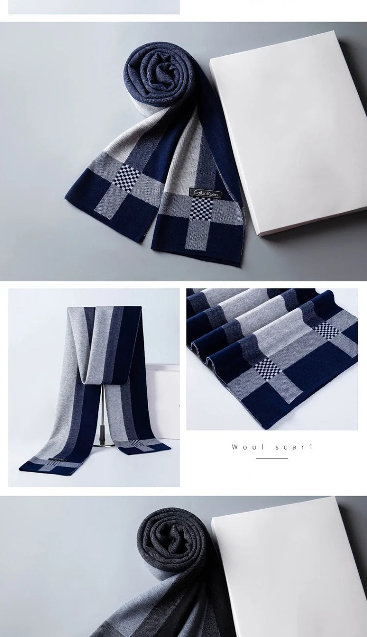 Weicher Kaschmirschal für Herren mit Karomuster und Fransen