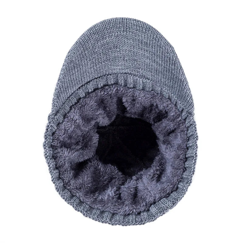 Unisex warme gestrickte Wintermütze mit weichem Pelzfutter