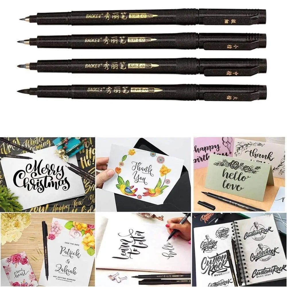 4-teiliges Kalligraphie-Stift-Set mit extra feinen Spitzen für Künstler und Schüler